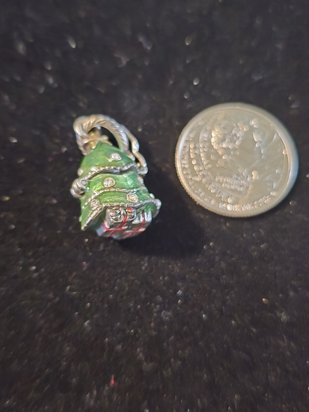 BRIGHTON CHARM Christmas Tree Green and Gold Charm Pendant - Picture 6 of 6